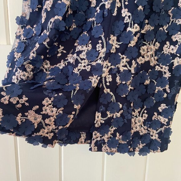 NWOT Xscape Blue Floral Applique Embroidered Formal Cocktail Dress Size 8 - Picture 10 of 13